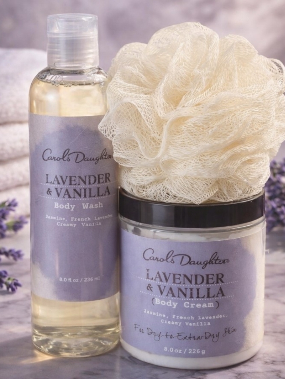 Carol's Daughter Lavender Vanilla Body Wash  Cream Loofah Set 8 OZ Discontinued